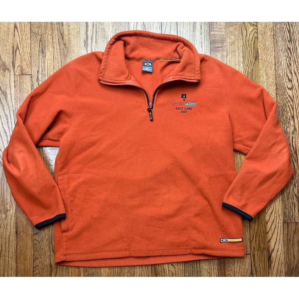 Vintage Oakley‎ Software 1/4 Zip Fleece Men's Orange Jacket Pullover Y2K Sz XL